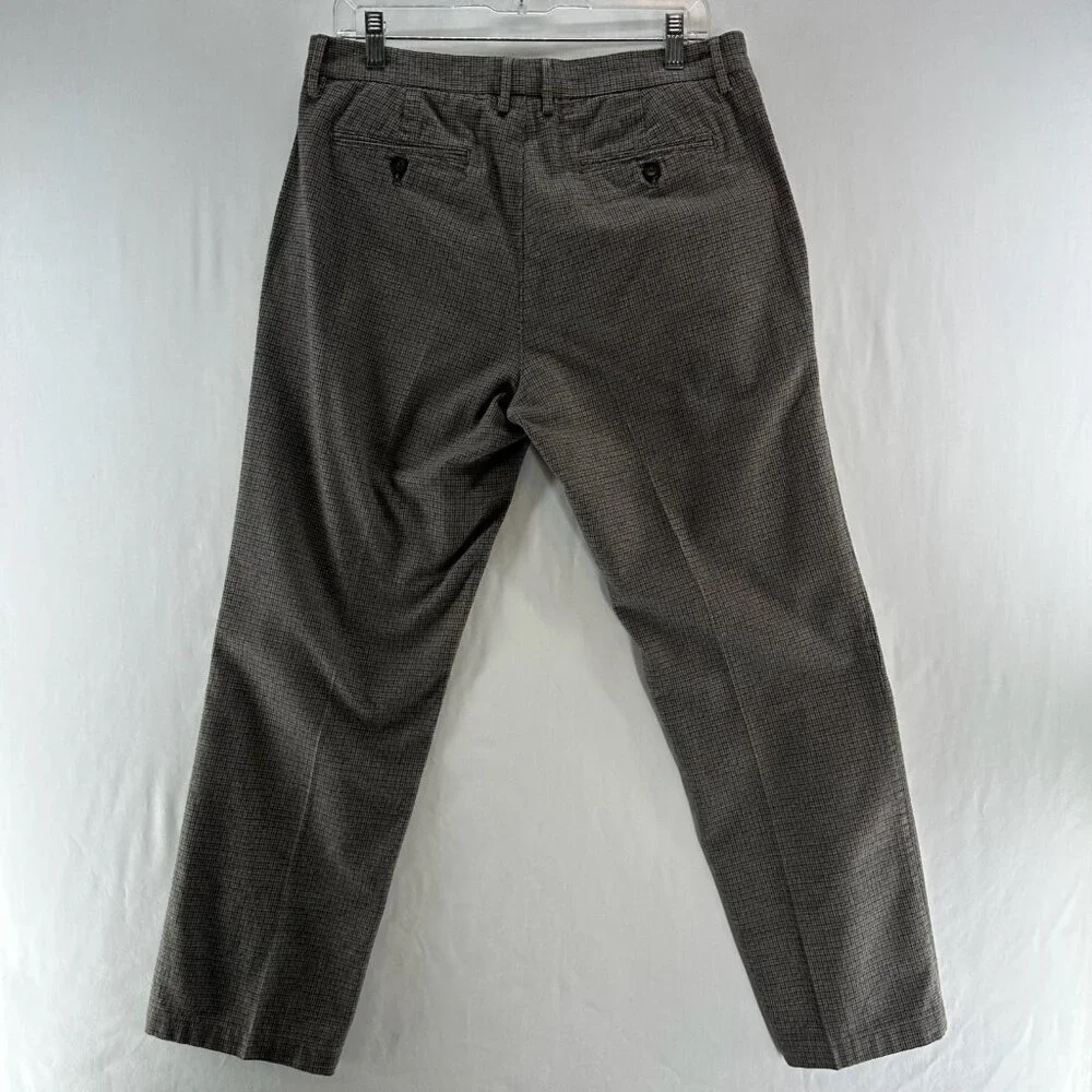 Banana Republic Pants Mens 34 Straight Fit Pockets Houndstooth Preppy Brown Gray